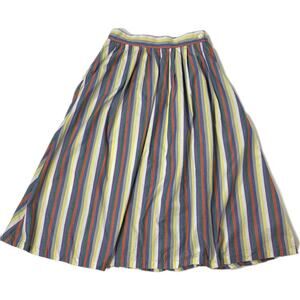 Vintage Striped Skirt Midi Cotton Colorful Preppy Lady Norman Size 4 Rainbow